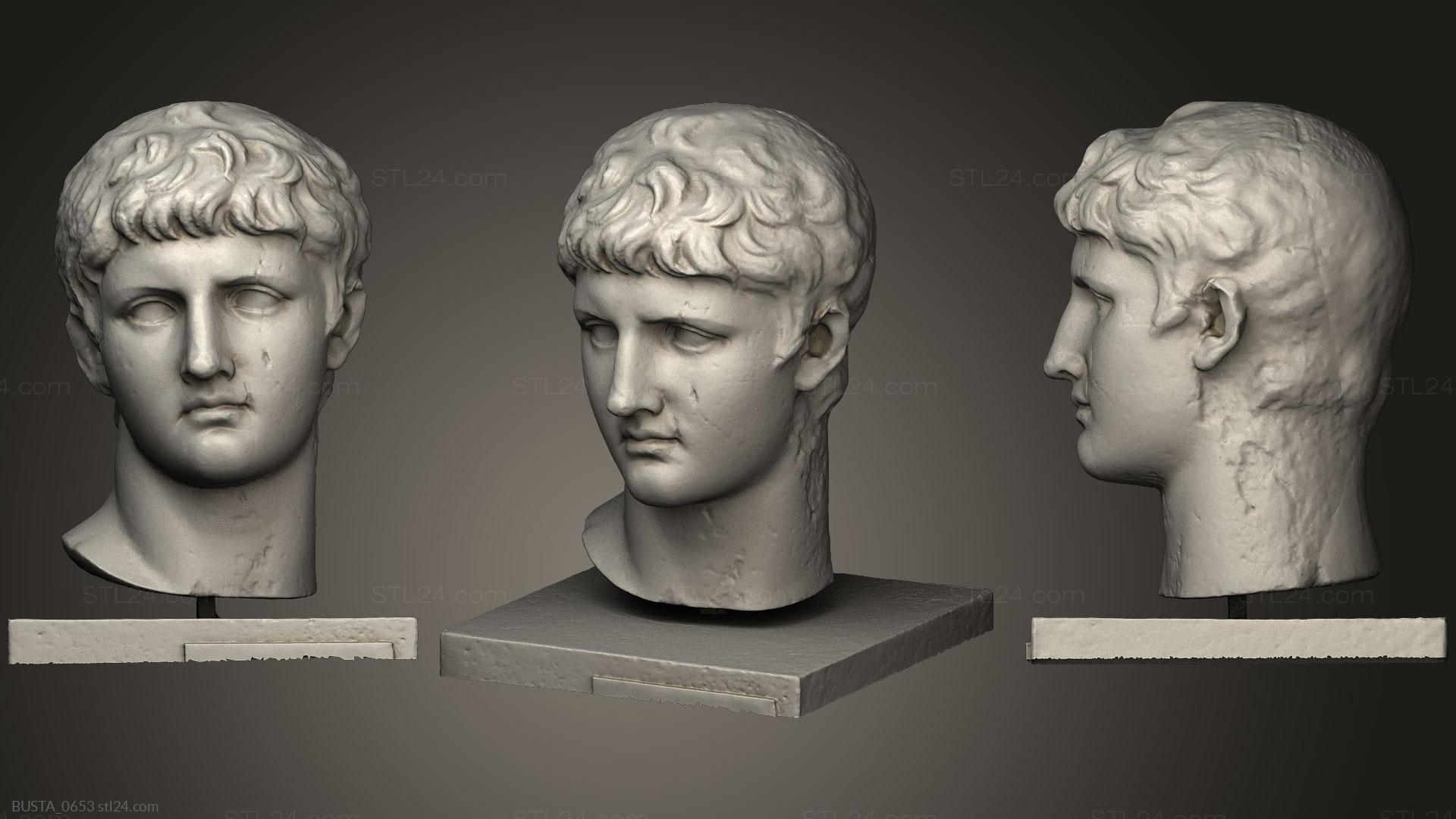Бюсты и головы античные и исторические (Голова 01, BUSTA_0653) 3D модель для ЧПУ станка